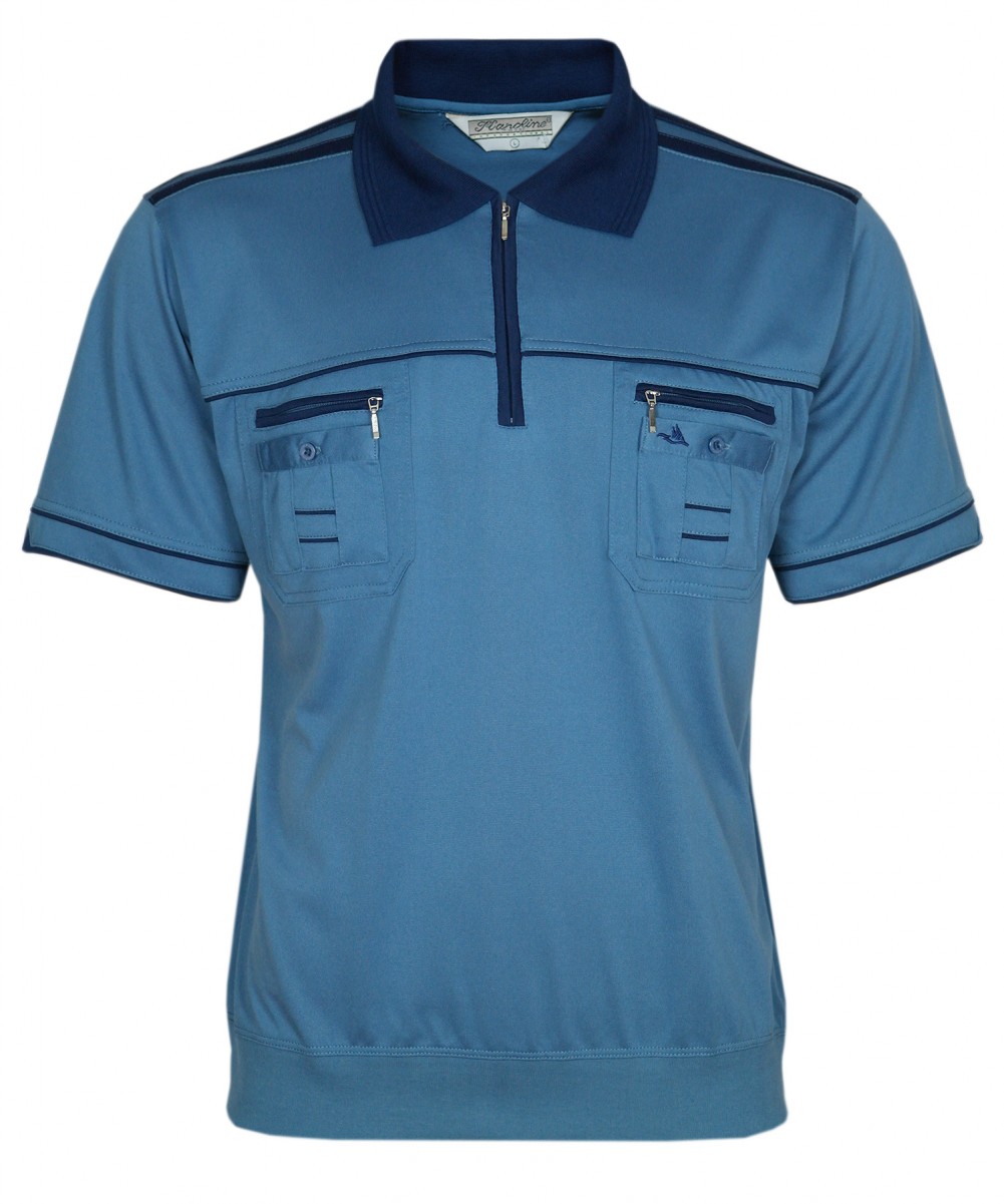 Blousonshirts Poloshirts mit kurzen Ärmeln - Stahlblau