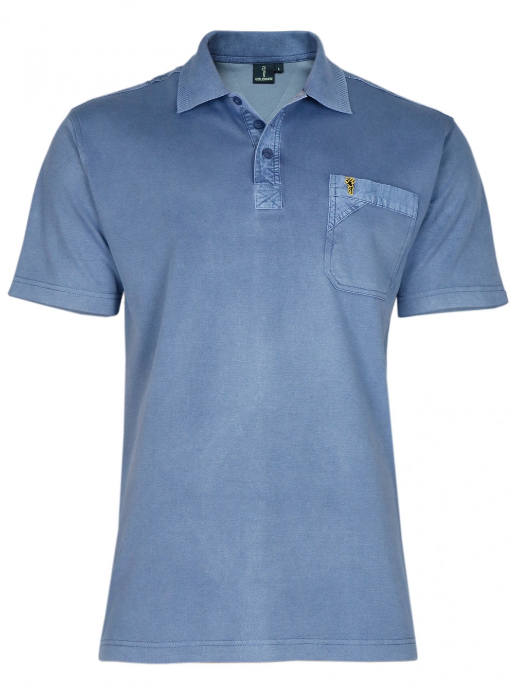Poloshirt Piqué-Polo aus Baumwoll-Stretch - Blue