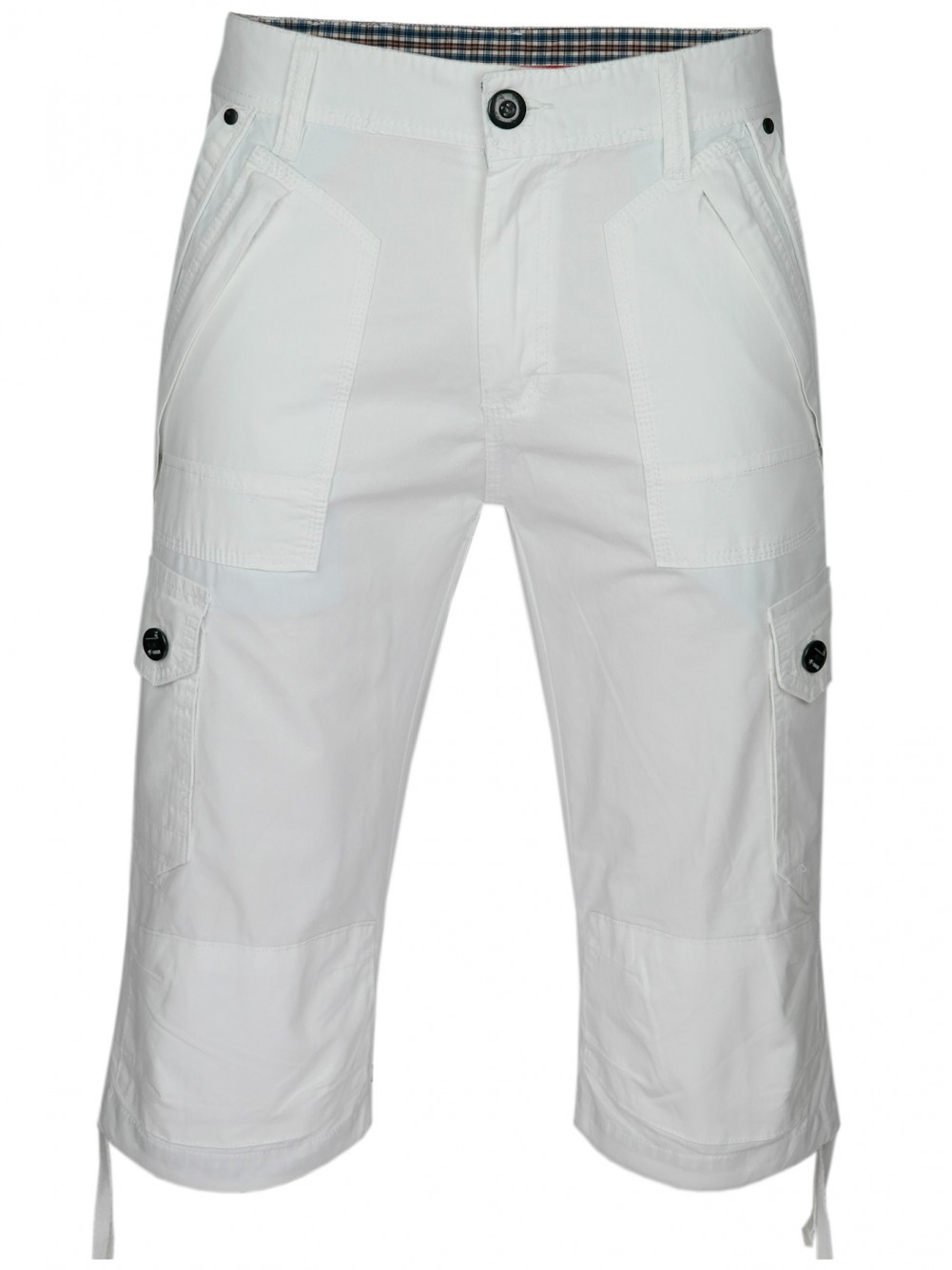 Herren Cargo-Bermudas in Capri Jeans-Style 100% Baumwolle - Weiss