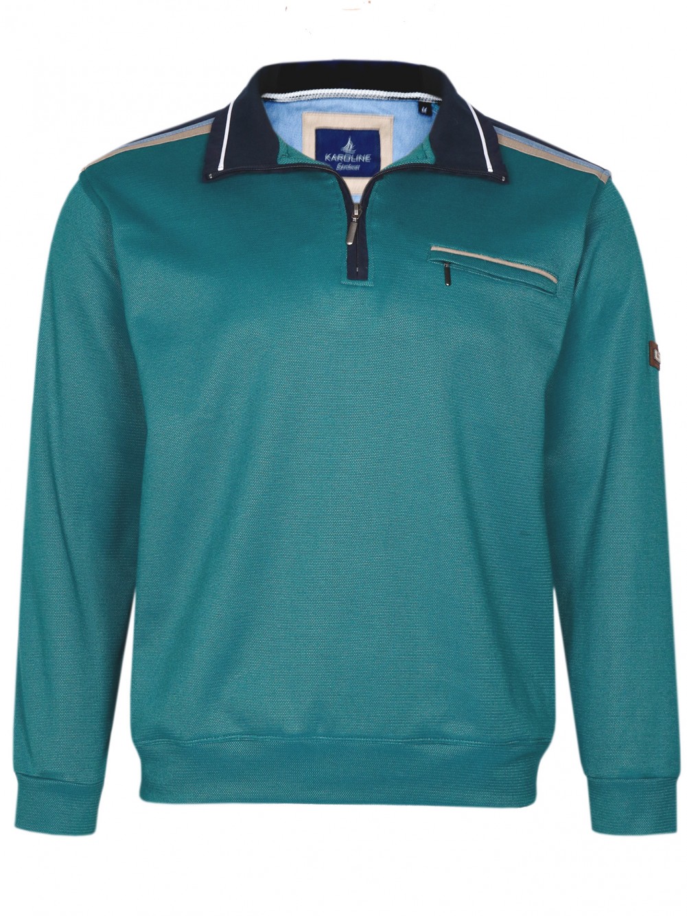 Herren Baumwoll-Piqué Polo-Shirt in Blouson-Form - Grün