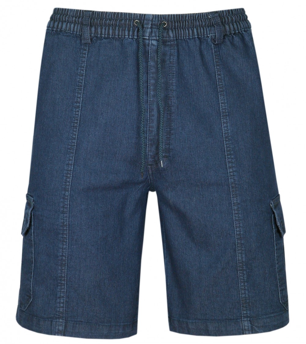 Herren Schlupf-Jeans Shorts kurze Hose aus Stretch Baumwolle - Dark Blue