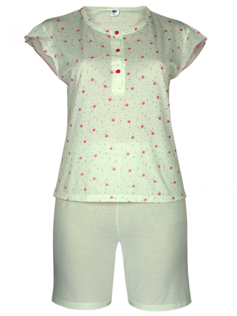 Damen Kurz-Pyjama, Shorty Set 100% Baumwolle - Zitronengelb