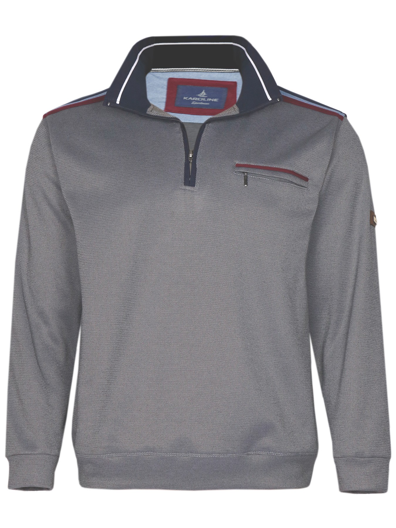 Herren Baumwoll-Piqué Polo-Shirt in Blouson-Form - Grau
