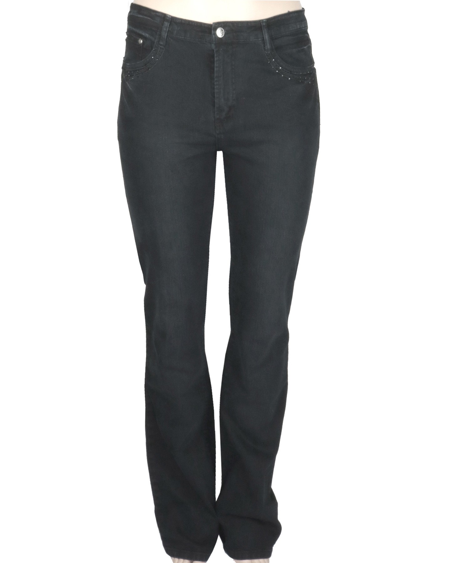 RE&X Damen Stretch-Jeans Bootcut Jeanshose in Schwarz 52